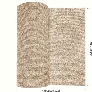 TEMU 1개 내구성 있는 고양이 스크래치 보드 및 벽 보호대 - 소파와 가구를 위한 자체 접착 폴리에스터 매트, 다목적 방지 패드, 베이지 질감 표면의 고양이 발톱용, 상호작용 애완동물 액세서리 | 오래가는 재질, 고양이 스크래처