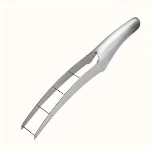 TEMU 1pc 내구성 있는 스테인레스 스틸 수박 커터, 메탈 과일 슬라이서, 샐러드 및 멜론을 위한 안전한 식품 절단 도구, 레스토랑 및 야외 캠핑용, 충전되지 않은 주방 가제트