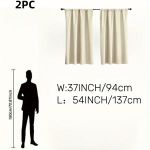 TEMU 2pcs, 100% 선샤이드 커튼, 방을 어둡게 만듭니다, 필름 라인닝이 있는 순수한 색상의 폴리에스터 재질, 가벼운, 상단 로드 메서드, 현대적인 로맨틱한 , 침실, 식당, 거실, 주방, 발코니, 정원에 적합합니다.|필름
