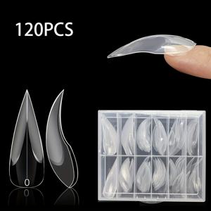 TEMU 120pcs 3D Eagle Claw Crystal 네일 모드, 투명 아몬드 모양의 짧은 네일, DIY 네일 아트용 고광택 아크릴 네일 팁, 네일 연장 형태 | 광택 마감 | 내구성 네일 모드, 네일 아트 용품