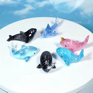 TEMU 귀여운 해양 동물 장식품 6개 팩, 블루 고래 호랑이 상어, 파티 선물, 차량 장식, 중국 스타일 선물, 휴일 선물, 모니터 장식, 정원 장식으로 사용 가능