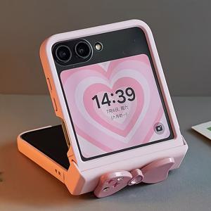 TEMU 플립 6 폰 케이스 힌지 보호에 적합한 접이식 폰 케이스 필름 도파민 파우더 보우 보호 케이스, Z 플립 5/4/3 안티 드롭 보호 케이스와 유리 필름으로 힌지 보호
