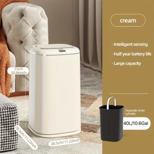TEMU 40L/10.6Gal 대용량 지능형 , 모션 센서가 있는 스마트 , 조용한 작동, USB 충전식 (리튬 배터리), 거실, 욕실, 침실, 주방용 직사각형 플라스틱 - 실내/실외 사용, 주방|쓰레기통|음식물쓰레기통