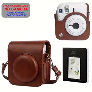 TEMU Fujifilm Mini 12 인스턴트 카메라를 위한 WOGOZAN 미니 12 카메라 가방은 하늘을 나는 구멍과 하단 오른쪽에 렌즈 피트를 특징으로 합니다. 이 가죽 카메라 가방은 Mini 12에 특별히 제작되어 64개의 미니 사진을 담을 수 있는 미니 앨범과 함께 휴일을 위한 멋진 선물로 제공됩니다.|가죽가방