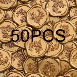 TEMU 우아한 나무 디자인의 메탈릭 골든 자체 접착 왁스 씰 스티커 25/50/100개 세트 - 반짝이는 프로세코 골드 마감, 결혼식 초대장, 크리스마스 카드 및 선물 포장에 완벽함|카드스티커|실링왁스