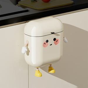TEMU 1pc 귀여운 만화 걸이 , 높은 벽에 설치된 , 공간 절약 디자인, 조용한 닫힘 뚜껑, 폴리프로필렌 소재, 주방 쓰레기, 주방 에 이상적|쓰레기통