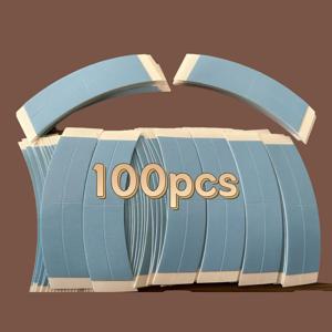 TEMU 블루 양면 레이스 웨이브 접착 테이프 스트립 100개입 - 레이스 프론트 가발 투페용
