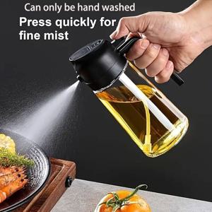 TEMU 1-in-1 올리브 오일 디스펜서 및 요리 스프레이 병, 16oz 자동 플립-탑 디자인, 내구성이 뛰어난 폴리에틸렌 테레프탈레이트, 주방 및 식사용으로 이상적, 주방 오일 디스펜서 | 현대 주방 액세서리 | 내구성이 뛰어난 플라스틱|오일스프레이