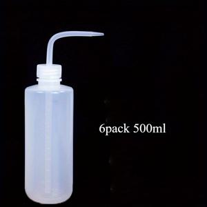 TEMU 6개 세트 리필 가능한 플라스틱 스퀴즈 병 - 250ml & 500ml 거꾸로 디자인으로 쉬운 붓기, 식물 세척, 문신 용품, 실험실 및 관수용 이상적, 손세탁 전용, 화이트