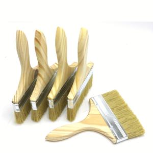 TEMU 6인치 플랫 브리스틀 페인트 브러시 5개, 예술, 공예, 페인팅, 염색, 방수, 접착제용으로 적합, 나무 손잡이, 실내/실외 사용, 가정용 손질 및 수리