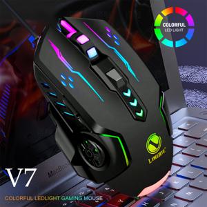 TEMU 1개 V7 기계식 게이밍 마우스 (컬러풀 LED 조명), 맥북 및 데스크탑 컴퓨터용 유선 디자인, 인체공학적 양손 사용 가능 플라스틱 소재, 글리터 액센트, 배터리 불필요, 마우스 패드 포함, 게이밍 액세서리 | USB 유선 마우스