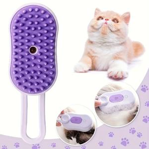 TEMU 3-in-1 애완동물 스팀 브러시, 개 및 고양이용, USB 충전식, 부드러운 관리 및 마사지, 털 빠짐 제어 기능, 긴 및 짧은 털 애완동물용 접이식 미용 도구, 플라스틱 바디 및 실리콘 브리스틀, USB 충전, 저전압 작동, 애완동물 관리 도구 | 현대 애완동물 관리 도구 | 실리콘 브러시, 애완동물 관리 용품