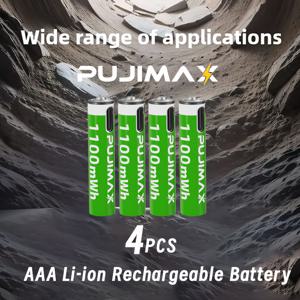 TEMU PUJIMAX AAA 1.5V 1100mWh 충전식 리튬이온 배터리 - 고출력, 안정된 전압, USB-C를 통해 빠른 충전, 리모컨, 키보드, 마우스, 드론, 알람 시계, 문벨을 위한 이상적인 배터리 - 충전 케이블, 배터리 충전 포함|드론
