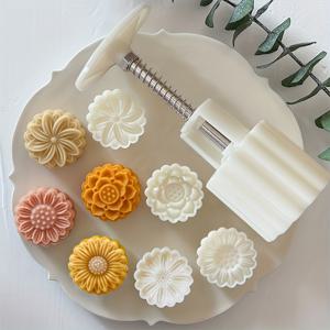 TEMU 4pcs Daisy Flower Mooncake Molds - 손으로 압착된 DIY 베이킹 도구, 미끄럼 방지 ABS, 무궁초 , 만화 모델, 과자 및 쿠키 절단에 완벽, 크리스마스, 부활절, , 추수감사절, 어머니의 날, 축제 베이킹 필수품|장식 도우 도구|내구성 있는 주방 모양, 달 케이크 만들기