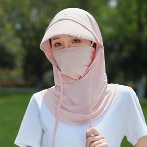TEMU 여성용 풀 페이스 방풍 후드 넥 프로텍터 마스크, 통기성 있는 귀마개 사이클링 캡, 야외 스포츠용, 폴리에스터, 신축성, 드로스트링 클로저, 깃털 없는, 라마다 테마가 있는 스포츠 마스크|레쉬가드여성