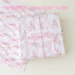 TEMU 50개의 핑크 칼 모양 난초 패턴 티슈 페이퍼, 20'' x 14'' 선물 포장지, 결혼식, 명절 선물, 생일 선물 포장, 부케 포장, 기프트백 채우기, 파티 선물에 적합