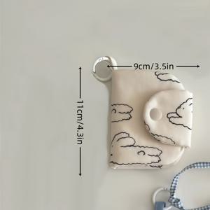 TEMU 귀여운 토끼 & 구름 동전 지갑 - 여성용 미니 여행 지갑 정리함, 꽃 장식이 있는 사랑스러운 토끼 디자인, 세탁기 사용 가능, 파랑 & 흰색 컬러 스킴, 토끼 액세서리|지갑