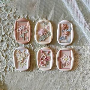 TEMU 결혼식 초대장, DIY 공예 및 장식용 장미 인감에 적합한 6개 세트 3D 자수 꽃 왁스 씰|실링왁스
