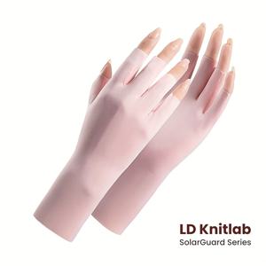 TEMU 여성용 여름 반가락 손수건 1/4 쌍 - 통기성 있는 소재, 손톱 아트 보호 및 관절 보호, 라이트 핑크색과 흰색 , 야외 활동용으로 편안한 신축성