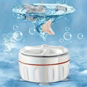 TEMU 양말 및 속옷용 휴대용 미니 세탁기 1개 - USB 전원, 접이식 디자인, 흰색 외부 & 빨간색 내부, 기숙사, 가정 및 여행용 컴팩트 청소 솔루션