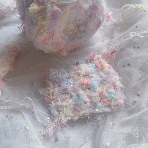 TEMU 50g 메쉬 장식이 있는 핸드 다이드 패스텔 꽃 양모 - 크로셰 및 니트용 패스텔 양모 - DIY 가방, 헤어 밴드 및 크래프트 프로젝트에 적합합니다.