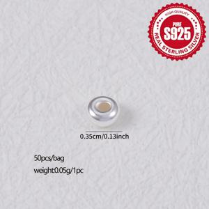 TEMU 50개 S925 순은 구슬 스페이서 술 장신구 제작 재료, DIY 끈 구슬, 목걸이, 귀걸이, 족쇄용|귀걸이|목걸이|은목걸이