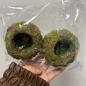 TEMU 2개 라운드 이끼 심기 용기 - 공기 식물 및 다육식물을 위한 내후성 점토, 실내/외 장식용 이끼 볼과 무성한 녹색 잎사귀, 데스크탑 및 정원에 완벽함, 다육이 용기 | 라운드 플랜터 | 무성한 잎사귀 장식
