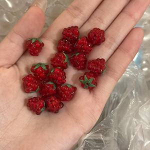 TEMU DIY 주얼리 만들기용 - 팔찌, 귀걸이 및 수제 액세서리에 완벽한, 다양한 색상(빨강, 오렌지, 녹색, 보라, 노랑)의 12mm 투명 스페이서 비즈가 있는 딸기 모양 유리 구슬 6개 세트