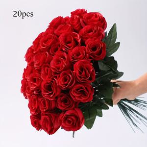 TEMU 【20가지 가지 인공 장미 부케】 20가지 가지, 모조 장미 부케, 패브릭 꽃, 인공 꽃, 거실 장식, 결혼식 용품, 데이, 중국 데이 선물, 휴일 파티 장식, 화병 미포함