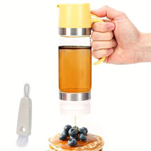 TEMU 손잡이가 있는 유리 꿀 디스펜서 1개 - 350ml 블랙 & 화이트 커피, 차, 시럽용 주방 및 식사 필수품 - 물이 떨어지지 않는 붓기, 쉬운 청소, 모던 디자인