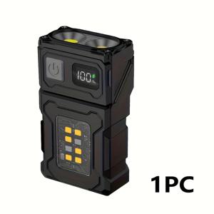 TEMU 7가지 모드, USB-C 충전, 자석 베이스 및 저장함이 있는 초강력 미니 LED 손전등 - 휴대용, 충전식, 야외, 비상, 작업 사용에 완벽, USB 케이블 포함, 야외용 손전등