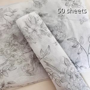 TEMU 50장의 우아한 회색 라일락 디자인 포장 티슈, 20'' x 14'' 선물용 랩핑지, 결혼식, 발렌타인데이 선물, 수공예품, 생일선물 포장, 기념품 가방 채우기, 파티 선물에 적합