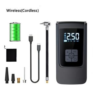 TEMU 휴대용 무선 타이어 팽창기 펌프 150PSI 2000mAh 충전식 전동 공압기 디지털 LCD 디스플레이, 자동 꺼짐 기능, 자동차 자전거 볼용 USB-C 고속 충전, 차량 타이어용 에어펌프|자전거|타이어|전기자전거