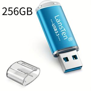 TEMU LANSTEN USB 스틱 128GB/256GB USB 3.1 고속 메모리 스틱 회전형 금속 휴대용 플래시 드라이브, 컴퓨터, 노트북, 자동차용 미니 플래시 드라이브, 블랙