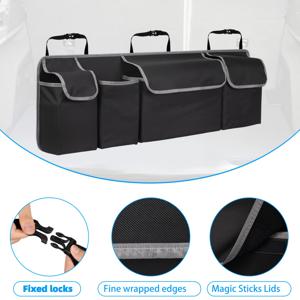 TEMU 1개 옥스포드 소재 다기능 자동차 트렁크 정리함 (대형 포켓 4개 및 조절 가능한 스트랩 3개 포함), 다양한 차량 모델에 적합