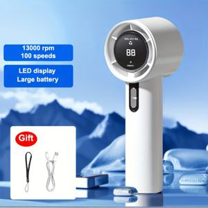 TEMU 터보 미니 휴대용 핸드헬드 팬 - 13,000RPM 고속 조절 가능 USB 충전식 배터리 3000mAh, 100단계 속도 조절, 실내외 사용 가능한 컴팩트 페이스 쿨러, 무료 랜야드 포함, 슬림한 디자인의 핸드헬드 쿨러 | 고속 선풍기