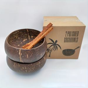 TEMU 4pcs (2 코코넛 그릇 + 2 나무 숟가락), 코코넛 껍질 그릇 숟가락 세트 코코넛 그릇 고색 코코넛 그릇 대형 요구르트 그릇 귀여운 니치 디저트 그릇