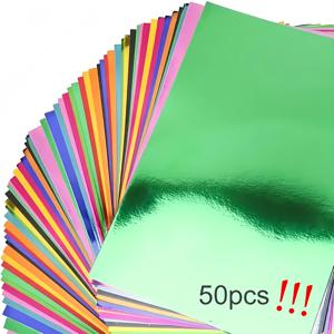 TEMU 50장의 화려한 금속 A5 카드 스톡 종이 - 다양한 색상, 거울 반사 마감, 250gsm 카드 만들기, 스크랩북 및 DIY 공예, 카드 만들기 용품, 스크랩북 용품 | 화려한 금속 마감 | 부드러운 질감, 금속 카드 스톡