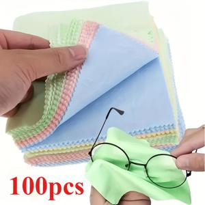 TEMU 100개 소프트 마이크로파이버 청소용 천, 다양한 색상 - 안경, 카메라 렌즈 및 스마트폰 스크린용 이상적인 선택 - 두꺼운, 얇은, 향기가 없는 직물, 렌즈 청소 솔루션