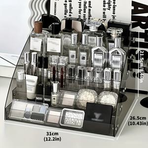 TEMU 1개 조절 가능한 다층 메이크업 정리대 디스플레이 선반 - 아이섀도우 팔레트, 향수 및 화장품용 2/3/4/5/6/7단 - 드레서나 욕실 수납을 위한 가벼운 플라스틱 디자인, 화장품 보관 솔루션 | 모듈러 오거나이저 | 기능적인 오거나이저, 메이크업 오거나이저 스토리지|향수