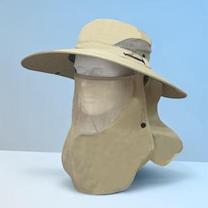 TEMU 전면 커버리지 분리형 모자, 야외 접이식 얼굴 및 목 보호 캡, 여름 핫딜 와이드 브림 썬햇, 통기성 경량 휴가 해변 낚시용