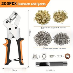 TEMU 200개 10mm 아이렐 펀치 세트 - DIY 타포일, 인조 가죽 및 방수 직물 프로젝트, 수제 및 공예 필수품으로 완전함