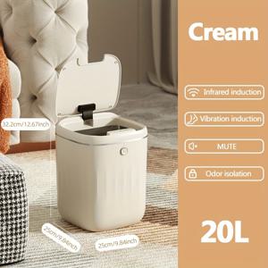 TEMU 24갤런 스마트 , 발 및 무릎 감지 인프라레드 모션 센서, 원버튼 스테이오프너 모드, 조용한 닫힘 뚜껑, AA 배터리 구동 주방 및 사무실용|쓰레기통