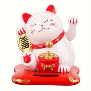 TEMU 자동차 대시보드 장식 태양광 행운의 고양이 - 배터리 불필요, 차량 및 홈 데코레이션용