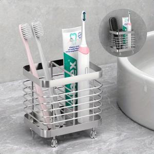 TEMU 1pc Luxspire 스테인레스 스틸 치실 홀더 - 벽걸이형, 욕실용 2 슬롯 정리함, 치약 보관 기능이 있는 공간 절약형 디자인, 전원 필요 없음, 현대적인 욕실 액세서리, 욕실 정리함 및 보관함