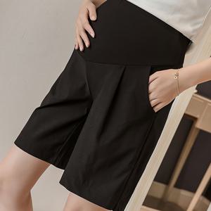TEMU 여성용 여유로운 넓은 다리 캐주얼 임신 반바지, 얇은, 단색, 약간의 스트레치 직물, 임신 중인 여성용, 여름