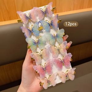 TEMU 12개 레몬 러브 스위트 헤어 클립 - 골드톤 캡슐이 있는 파스텔 그라데이션 헤어 액세서리, 청소년용 가벼운 폴리에스터 머리핀, 일상 및 캐주얼 착용