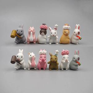 TEMU [2D 플랫] 12pcs 귀여운 미니 토끼 인형 - 장식품으로 사용할 수 있는 재미있는 동물 장식, 정원 장식 또는 미크로 랜드스케이프 공예에 완벽한, 공예 액세서리 | 재미있는 동물 인형 | 세밀한 공예 기술, 미니 인형