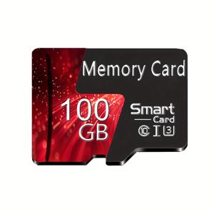 TEMU Hasmemory 레드 블랙 불꽃놀이 TF 카드, 고속 클래스 10 U3 저장 카드 - 128GB, 100GB, 64GB, 32GB, 4GB, 256MB 옵션 제공, 스마트폰, 태블릿, 카메라, 게임 콘솔 등에 안정적인 성능 제공, 무료 SD 어댑터 포함