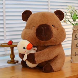 TEMU 사랑스러운 카피바라와 오리 포옹 플러시 개 장난감 - 부드럽고 귀여운 동물 인형으로 다양한 견종과 크기의 강아지들이 놀고 상호작용하기에 매우 적합합니다|모루인형